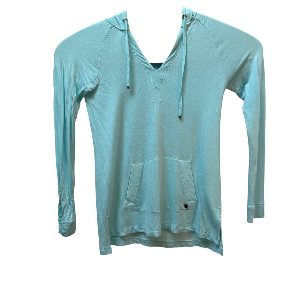 Lilly Pulitzer Cassie S Blue Luxletic V-Neck Long‎ Sleeve Hoodie Loungewear